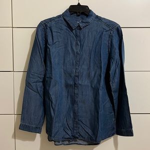 Gap denim button down shirt, 100% lyocell, dark blue, size xs